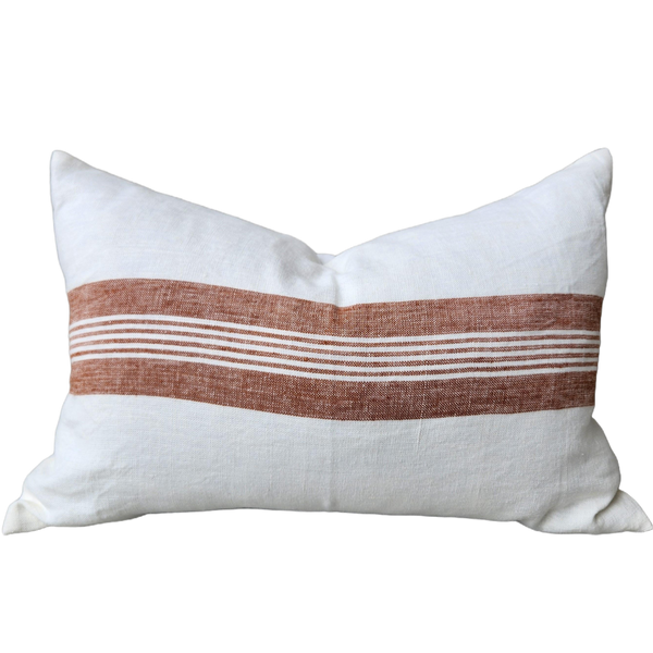 Millard Heavyweight French Linen Cushion 40x60cm Lumbar - Campbell Rust