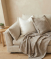 Calmey Hand-Stitched Artisan Cushion 55cm Square - Ivory White