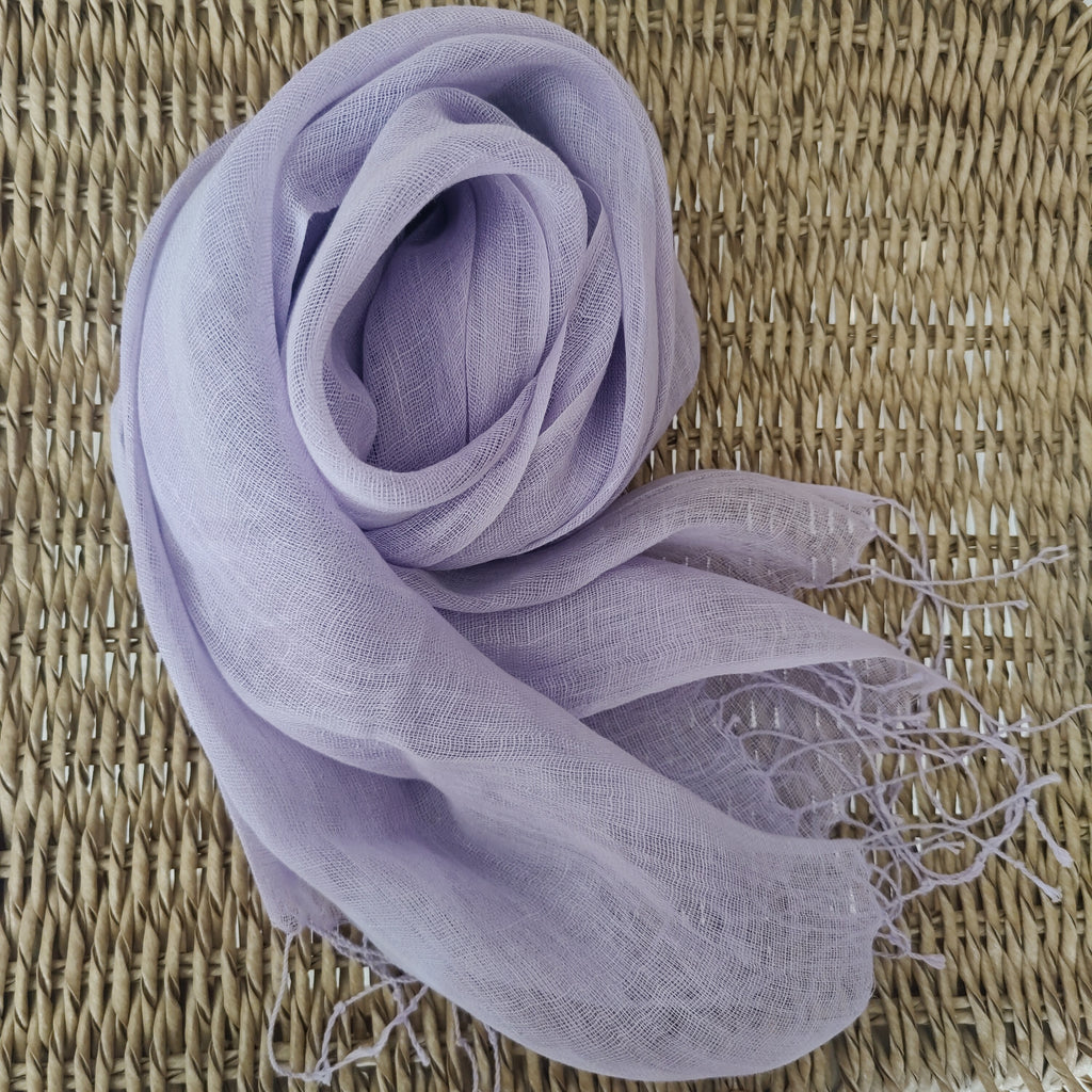 Aria Pure French Linen Long Scarves - Lilac