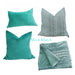 Malawi Texture Woven French Linen Cushion Feather Filled 55cm Square - Peacock Green & Blue