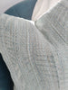 Malawi Texture Woven French Linen Cushion Feather Filled 55cm Square - Peacock Green & Blue