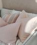 Hayla Jacquard Double Sided Cotton Linen Cushion 40x60cm Lumbar Plush Feather Filled - Pink