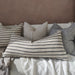 Elodie Texture Black & Natural Striped Heavyweight Pure French Linen Cushion Feather Filled 50x50cm