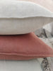 Felicity Herringbone Pure French Linen Cushion 55x55cm - Sangria Red