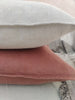 LAST TWO - Felicity Herringbone Pure French Linen Cushion 55x55cm - Sangria Red