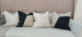 Rowan Patchworked Heavyweight Pure French Linen Cushion 55x55cm - Black & Natural