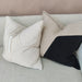 Rowan Patchworked Heavyweight Pure French Linen Cushion 55x55cm - Black & Natural