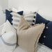 Caribbean Sea Texure Pure French Linen Cushion 55cm Square - White Navy Fringed