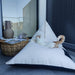PREORDER | Hygge Boucle Hemp Cross Stitched Edge Beanbag - Cream White and Black