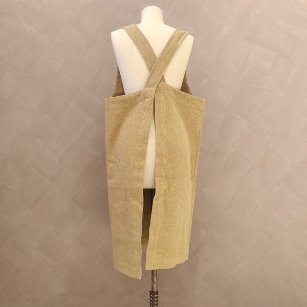 Champêtre Heavy Weight Pure French Linen Pinafore Cross Back - Turmeric Yellow