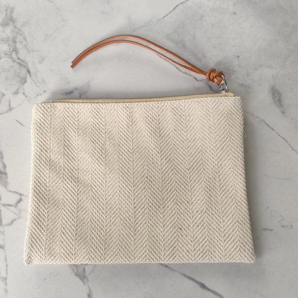 Limited Edition - Essential Travelling Cosmetics Clutch Linen Bag from Fabric Scraps | Herringbone