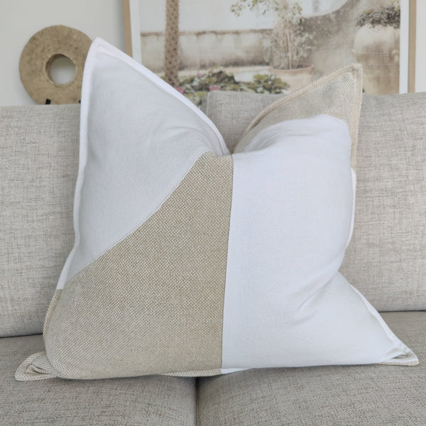 Shabby Chic Heavy Weight French Linen Cotton Cushion Feather Filled 55cm Square - Mila