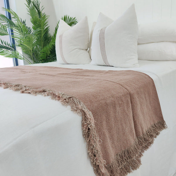 Matera Stonewashed Heavy Weight French Linen Massive Throw 130x220cm-Muted Clay