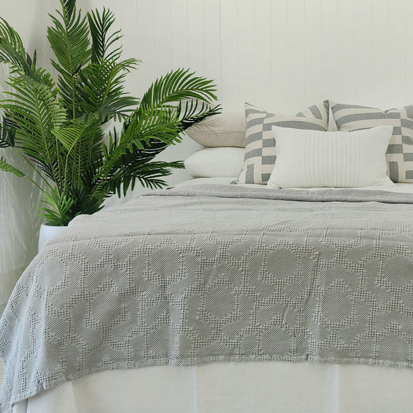 Sorrento Pure Cotton Waffle Throw 150x200cm  - Grey