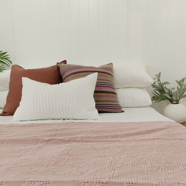 Sorrento Pure Cotton Waffle Throw 150x200cm - Pink
