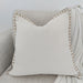Hygge Boucle Hemp Cross Stitched Edge 50cm Square - Cream White and Black