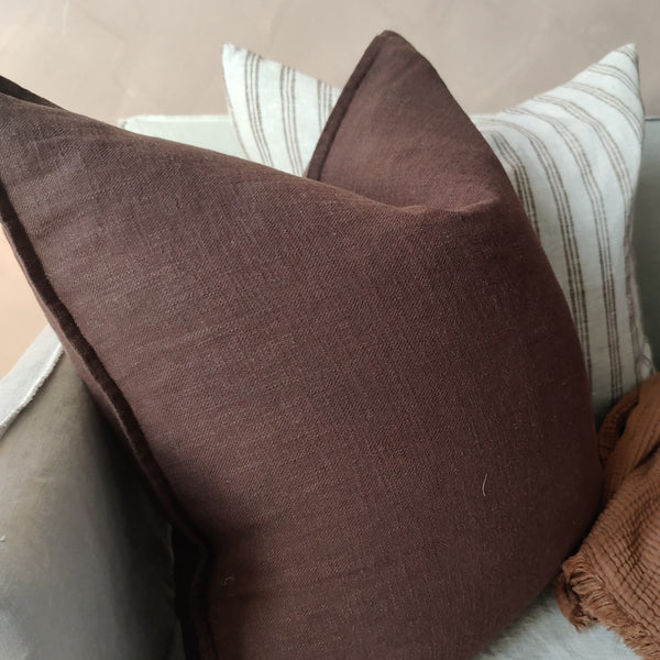 Millard Linen Cotton Cushion 55cm Square - Dark Chocolate Brown