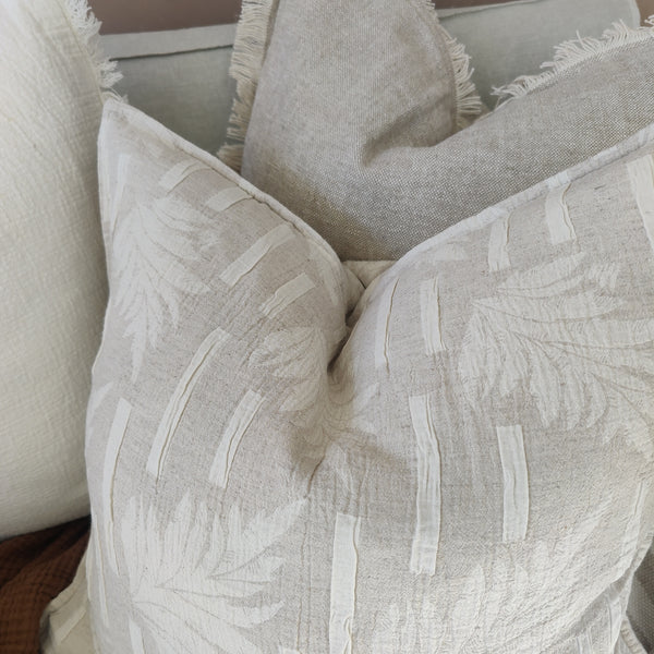 Palm Leaf Jacquard Linen Cotton Cushion 55cm Square