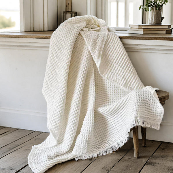 Serene Waffle Soft Throw 140cm x 190cm  - White