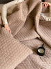 LAST ONE - Sardinia Cross Stitched Velvet Bedspread Coverlet Set 230cm x 245cm + 2 Pillowcases | Nude Pink