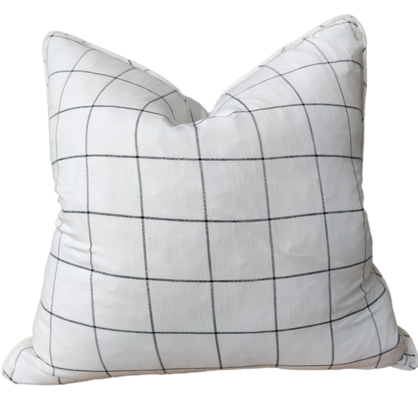 Granville Linen Cotton Cushion 55x55cm - Black White Check