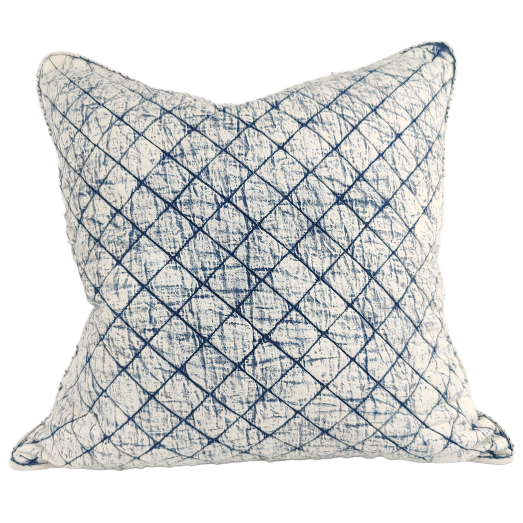 Retro Denim Stone Washed Denim Cotton Quilted Cushion 50cm Square- Diamond