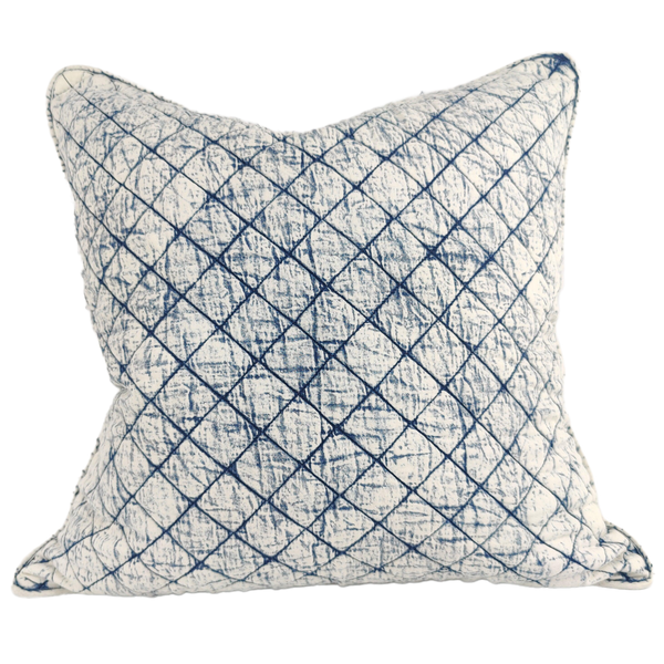 Retro Denim Stone Washed Denim Cotton Quilted Cushion 50cm Square- Diamond