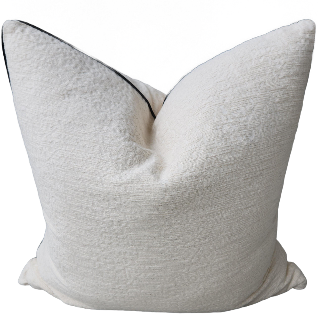 Millard Jacquard Linen Cushion 55cm Square - Gassin White