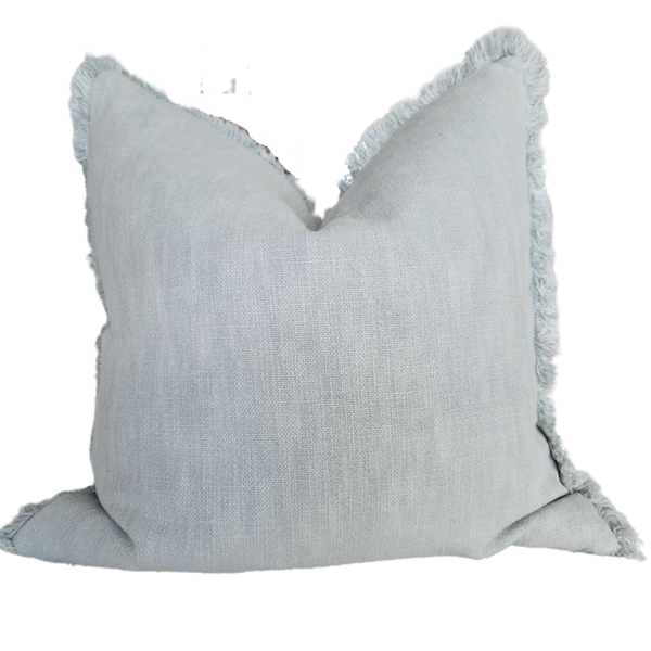 Champêtre Heavy Weight French Linen Cushion 55cm Square Feather Filled - Sky Blue