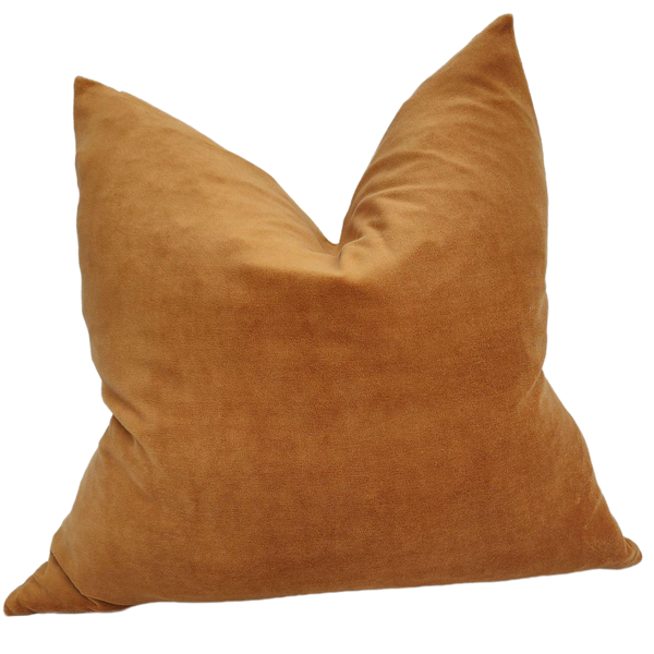 Fontainebleau Cotton Velvet & French Linen Two Sided Feather Filled Cushion 55cm Square - Cider Orange