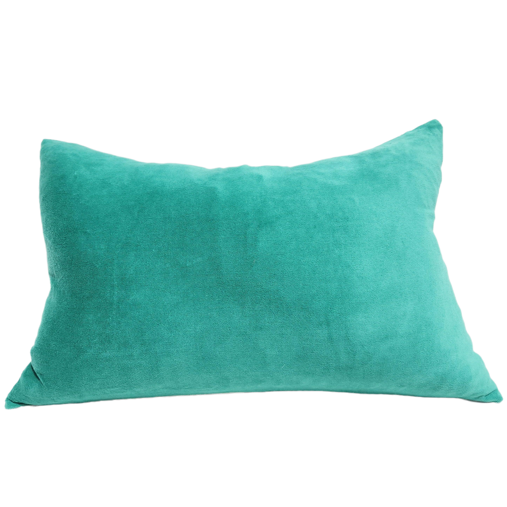 Fontainebleau Cotton Velvet & French Linen Two Sided Cushion 40cmx60cm Lumbar - Metal Green