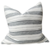Turin Heavyweight French Linen Yarn Dyed Cushion 55cm Square - Black White Striped