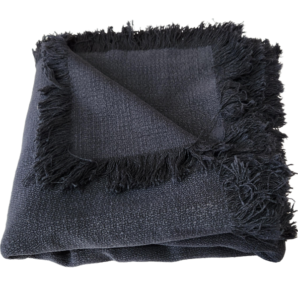 ODENSE Heavyweight Pure French Linen Throw 140x220cm - Charcoal