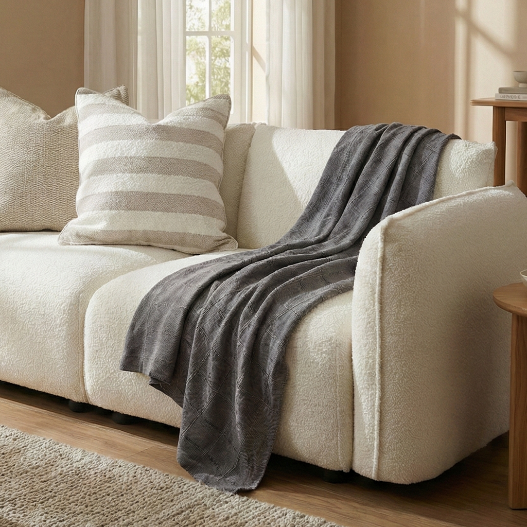 Greta Massive Throw 150x220cm - Grid | Smoky Blue