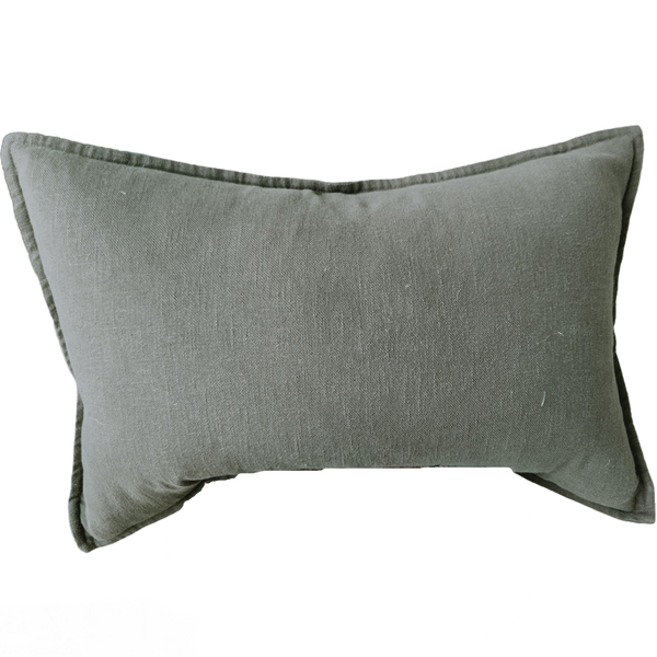 Millard Linen Cotton Cushion 40x60cm Lumbar - Nimes Khaki Green