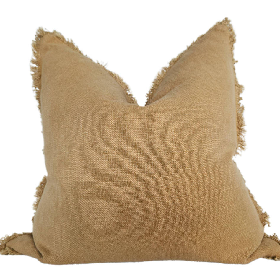 Champêtre Heavy Weight French Linen Cushion 55cm Square Feather Filled - Turmeric Yellow