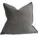 Oban Herringbone Woven Stonewashed French Linen Cushion 55cm Square Feather Filled - Wood Charcoal