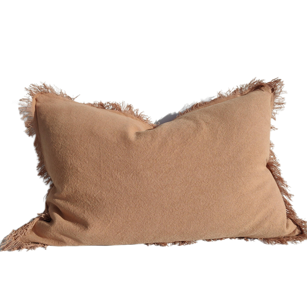 Namora Heavyweight French Linen Cushion Feather Filled 40x60cm Lumbar | Terracotta