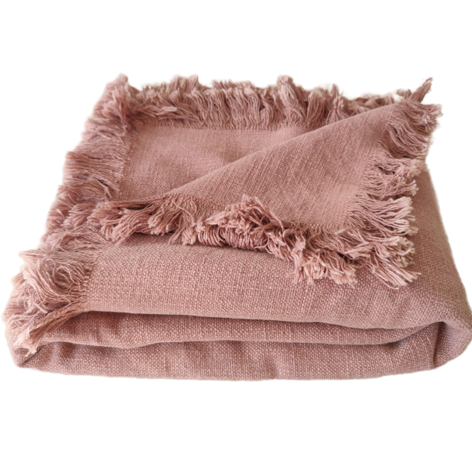 Champêtre Heavy Weight French Linen Massive Throw 140x220cm - Rose Pink