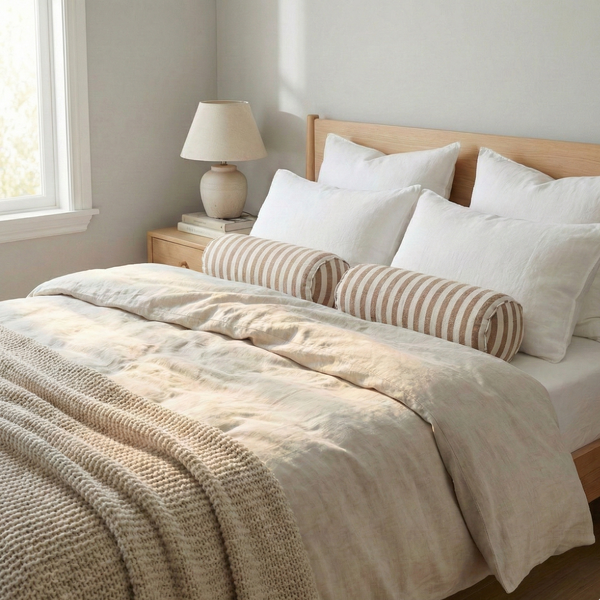 Rowyn Cushion Bolster 60cm Length - Cinnamon | Off White