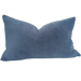 Fontainebleau Cotton Velvet & French Linen Two Sided Feather Filled Cushion 40cmx60cm Lumbar- Stone Blue
