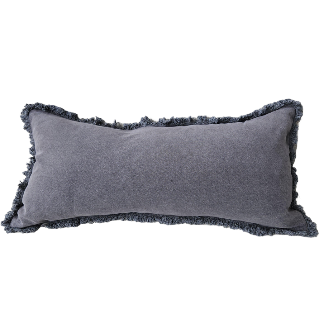 Millard Heavy Weight French Linen Cushion Feather Filled 40x90cm Long Lumbar - Champêtre Charcoal