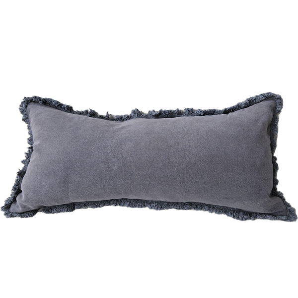 Millard Heavy Weight French Linen Cushion Feather Filled 40x90cm Long Lumbar - Champêtre Charcoal