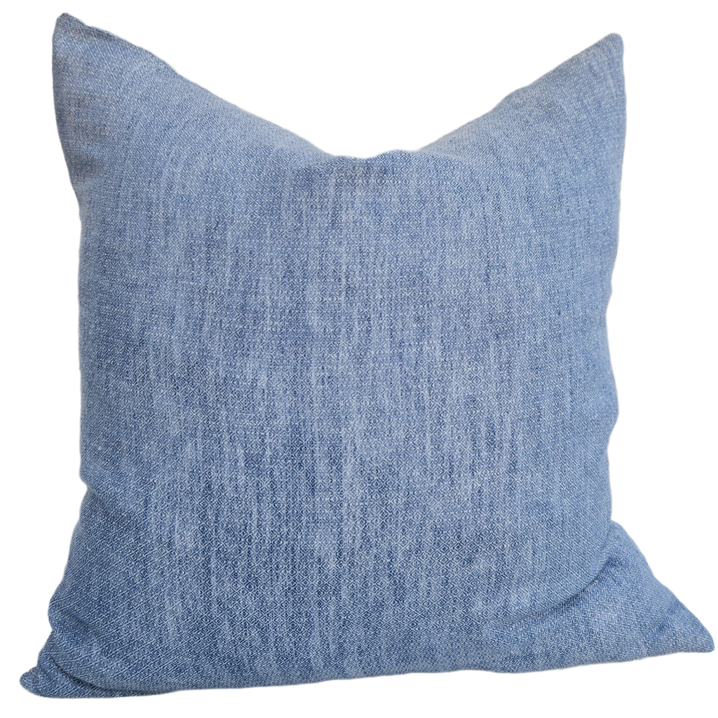 Casa Texture Pure French Linen Cushion Feather Filled 55cm Square - Indigenous Charm Blue