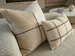 Sadie Linen Cushion 40x60cm Lumbar - Brown Bold Stitch