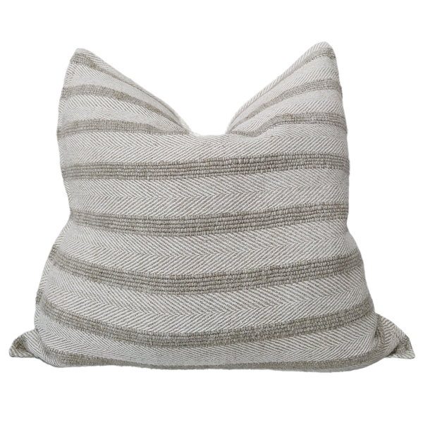 LIMITED STOCK | Détente Rustic Texture Pure French Linen 55cm Square -  Monaco Herringbone Striped