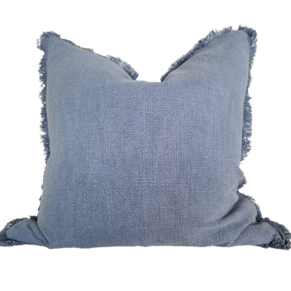 Champêtre Heavy Weight French Linen Cushion 55cm Square Feather Filled - Classic Blue