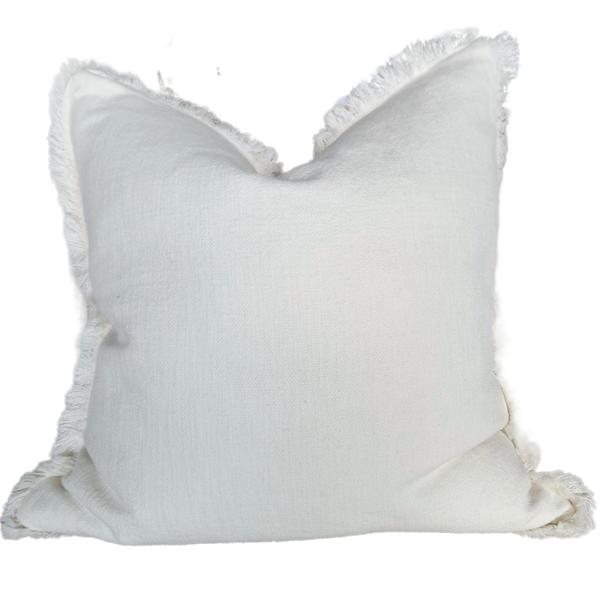 Champêtre Heavy Weight French Linen Cushion 55cm Square Feather Filled - White