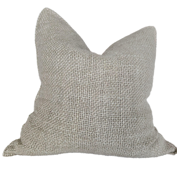 LAST ONE | Détente Hand-loomed Rustic Texture Pure French Linen 55cm square Feather Filled- Ubud Sage Green