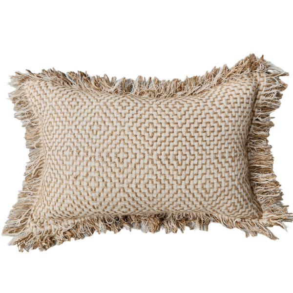 RESTOCK SOON - Millard Embroidery Jute Linen Cushion 40x60cm Lumbar